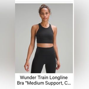 Wunder train long line bra, medium support, C/D, Cup size 8, Black